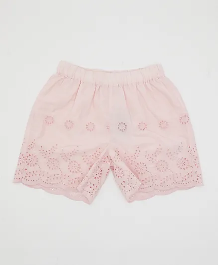 R&B Kids Broderie Pull On Shorts - Pink