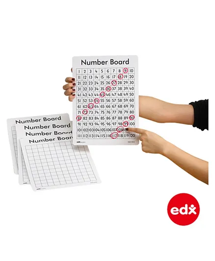 EDX Education Plastic Dry Erase Boards Number Boards 1 to 120 - White