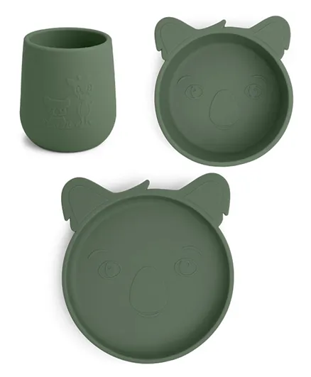 Nuuroo Judi Silicone Dinner Set 3 Pieces Koala - Dusty Green
