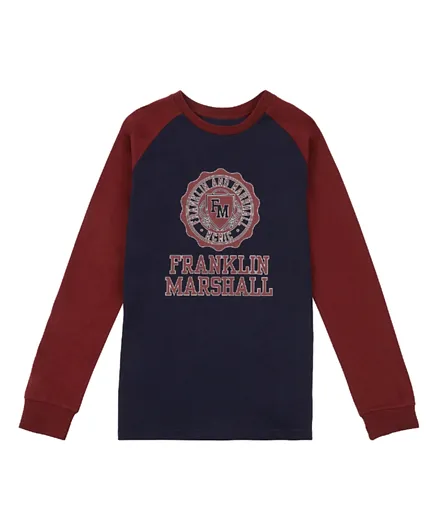 Franklin & Marshall Graphic Crest Long-Sleeved T-Shirt - Blue