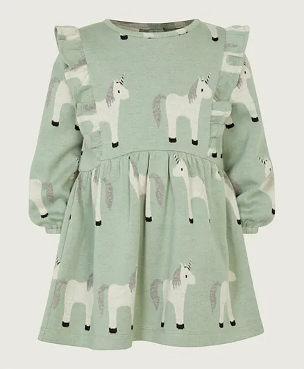 فستان سويت شيرت برسوم يونيكورن للأطفال من مونسون تشيلدرن - أخضر