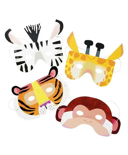 Talking Tables Party Animals Paper Mask Pack of 8 - Multicolour