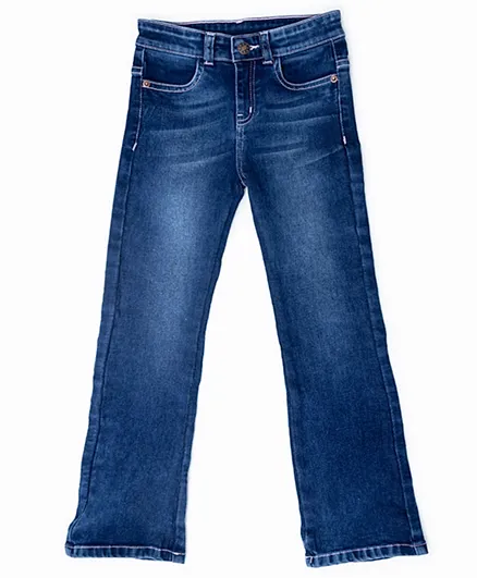 آر أند بي كيدز - بنطال جينز واسع الأرجل باهت اللون - أزرق
