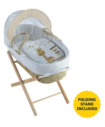 Kinder Valley Zoo Time Palm Moses Basket with Opal Folding Stand Natural - Brown