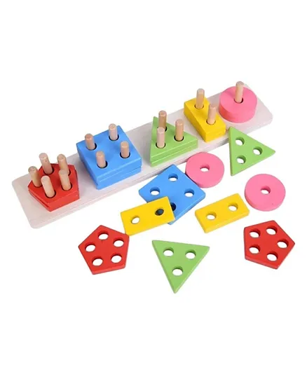 Brain Giggles Wooden Shape Sorting Educational Toys - Multicolour