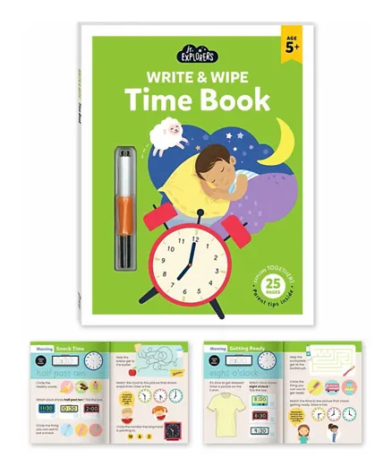 Junior Explorers Write & Wipe Time Book - English