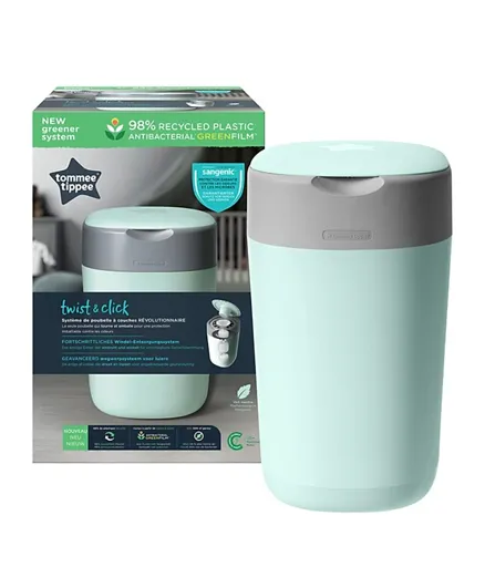 Tommee Tippee Twist and Click Advanced Nappy Bin Eco-Friendlier System - Green