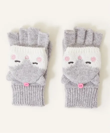 Monsoon Children Snow Fox Capped Gloves - Grey