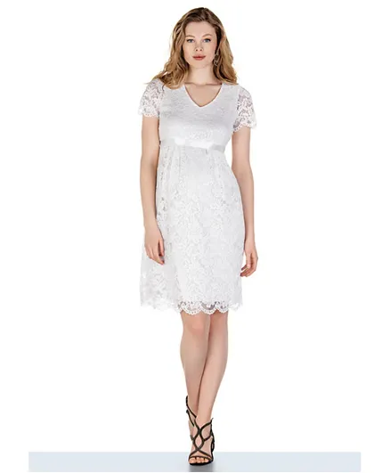 فستان مطرز للحوامل من بيلا ماما - أبيض