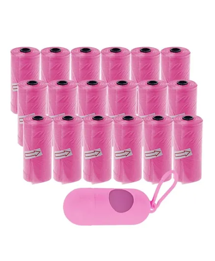 Star Babies Disposable Scented Bags Pack Of 18 + Dispenser Pink - 19 Pieces