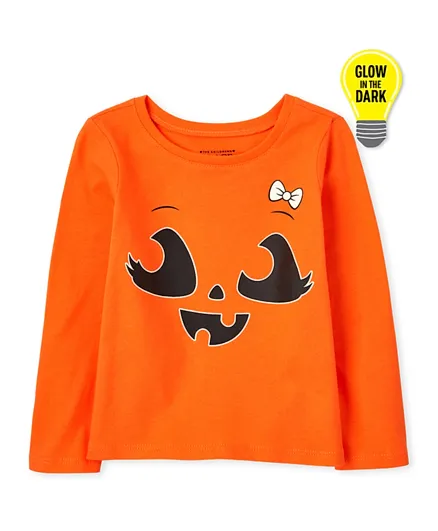 The Children's Place Halloween Pumpkin Glow in the Dark Tee - Orange