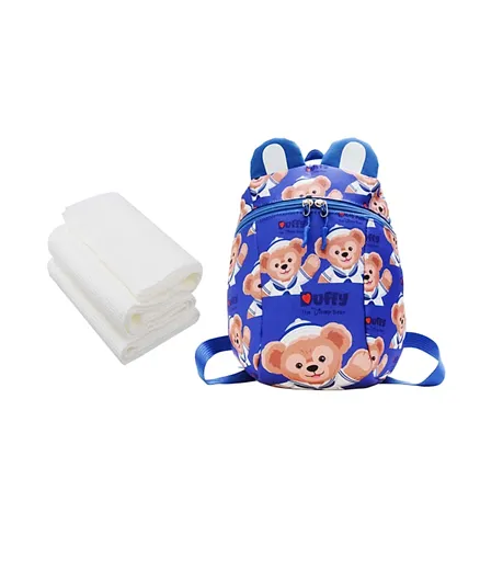 Star Babies School Bag With Disposable Towel 3 Pieces Blue - 10 Inches