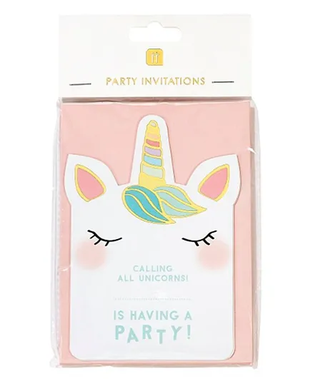 Talking Tables We Heart Unicorns Invitations with Envelopes Pack of 8 - Multicolour