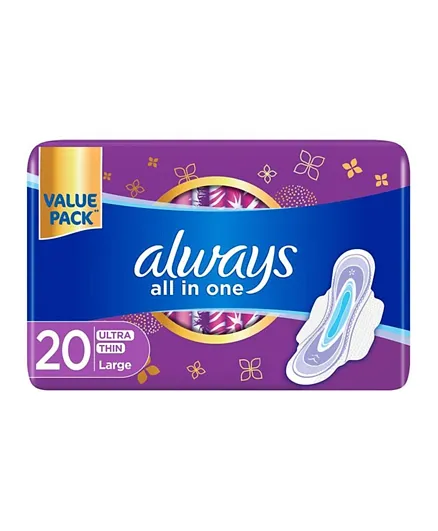 Always All in one Ultra Thin Large Sanitary Pads with wings - 20 Pad