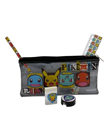 Pokemon Plastic Pencil Case With Stationery Multicolor - Pack of 5