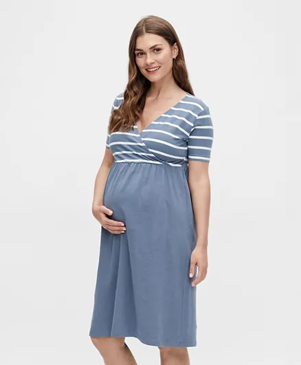 Mamalicious Madelleine Jersey Maternity Dress - China Blue