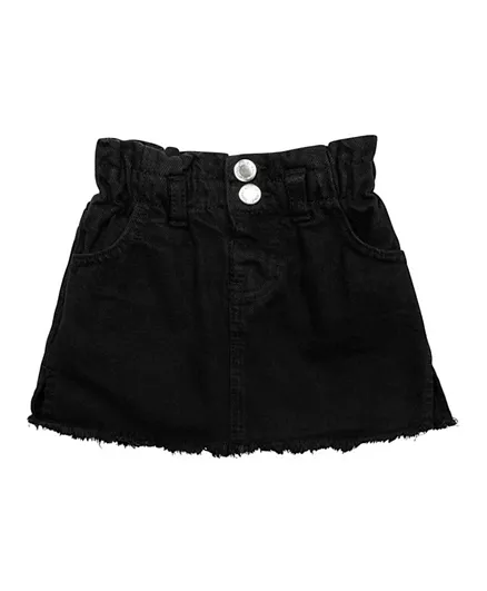 Minoti Solid Paperbag Waist Skirt - Black