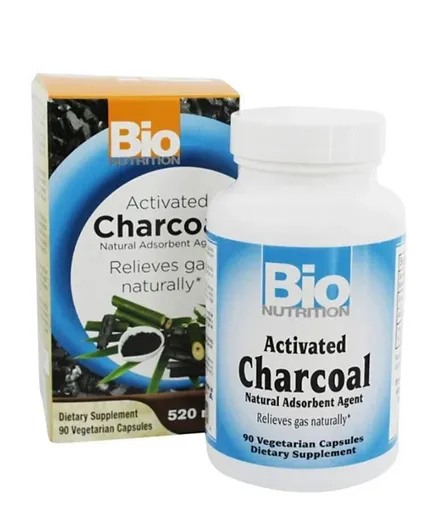 BIO NUTRITION Activated Coconut Charcoal 520 mg Capsules - 90 Pieces