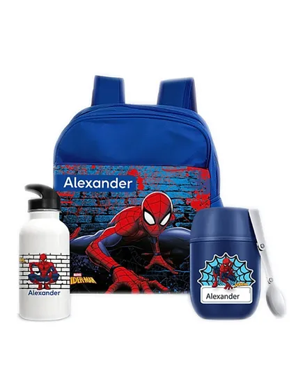 Essmak Marvel Spiderman Personalized Thermos Set Blue - 11 Inches