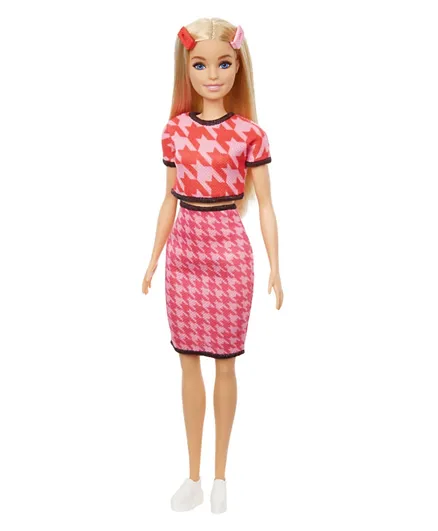 Barbie Fashionistas Dolls Houndstooth Top Skirt Matching Set