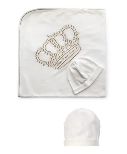 Sofija Royal Newborn Swaddle & Hat Set- Henry Ivory