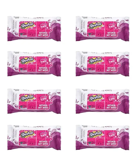 Shopkins Premium Wet Wipes Lilac Pack of 8 - 80 Wipes