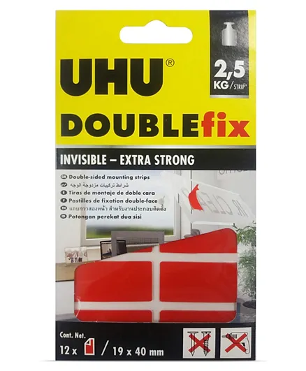 UHU Double Sided Mounting Pack of 12 Strips - Multicolour