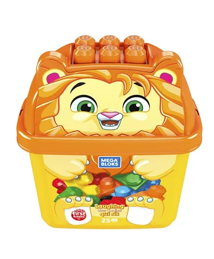 Mega Bloks Lion Animal Buckets Orange - 25 Pieces