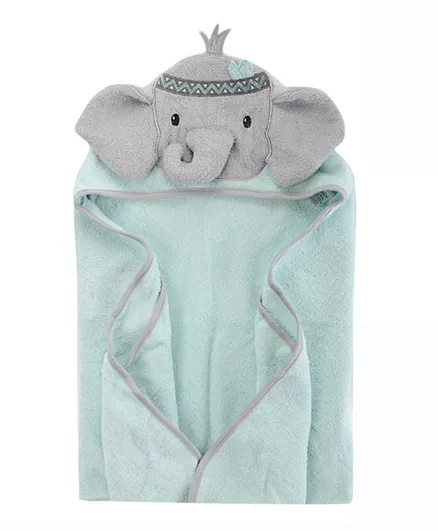 Hudson Childrenswear Elephant Cotton Hooded Towel - Blue