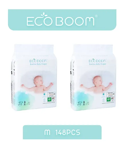 Eco Boom Premium Bamboo Diapers Size 3 - 148 Pieces