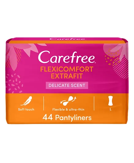 Carefree Flexi Comfort Extra Fit Delicate Scent Panty Liners - Pack of 44