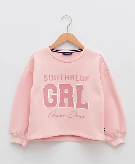 LC Waikiki South Blue GRL Graphic Sweatshirt - Pink