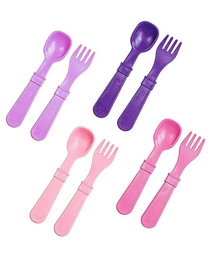 Re-Play Recycled Packaged Spoons & Forks Assorted Colours - Pack of 8