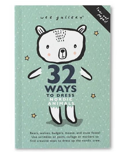 Wee Gallery 32 Ways to Dress Nordic Animals Colouring Activity Book - English