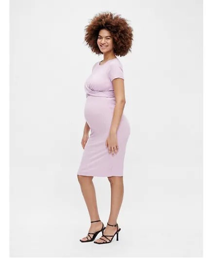 Mamalicious Round Neck Maternity Dress - Orchid Bloom