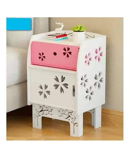 UKR PVC Bedside Table - Pink & White