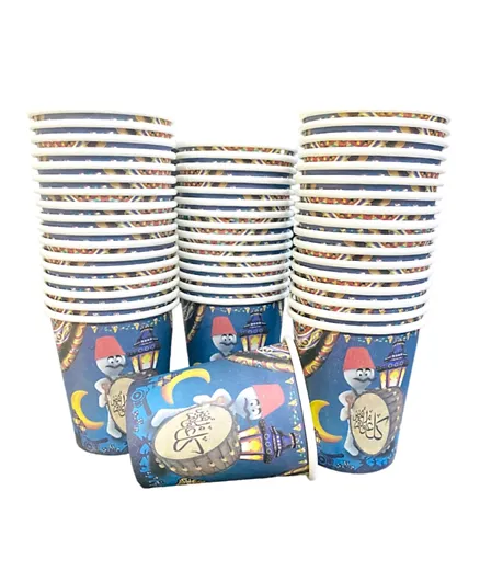 LAFIESTA Disposable Paper Cups for Eid Ramadan - 50 Pieces