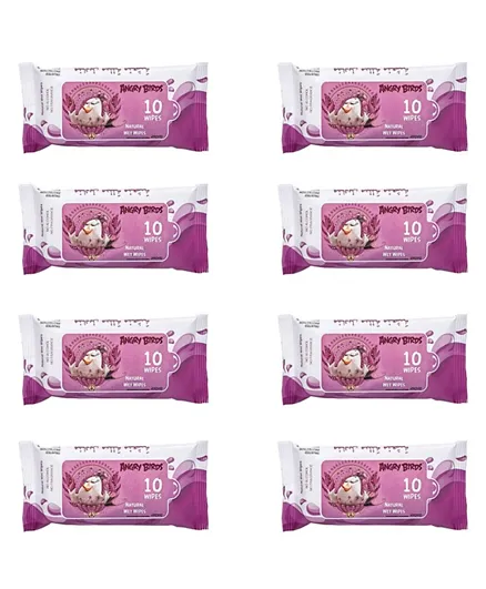 Angry Birds Premium Wet Wipes Lilac Pack of 8 - 80 Wipes