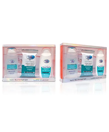 Cool & Cool Sensitive Anti-Bacterial Kit Hand Wash100ml + Hand Sanitizer 100ml + IPA Wipes 10 Pieces