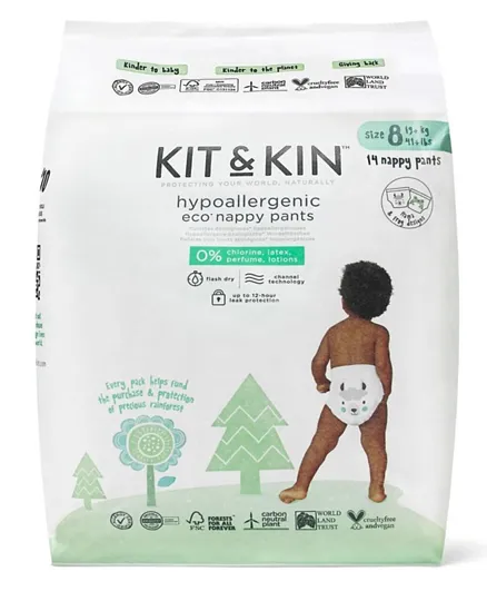 KIT & KIN Lima & Frog Design Hypoallergenic Eco Nappy Pants - 14 Pieces
