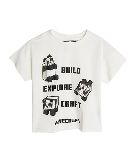SMYK Round Neck Panda T-Shirt - White