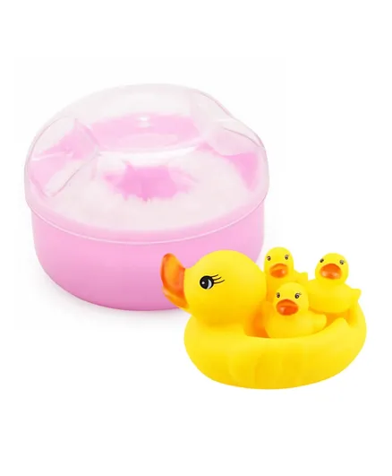 Star Babies Baby Powder Puff and Rubber Duck Pink and Yellow - 2 Piece