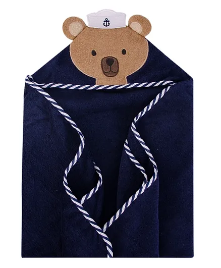 منشفة قطنية بغطاء للرأس بتصميم الدب البحار من هدسون لملابس الأطفال - أزرق