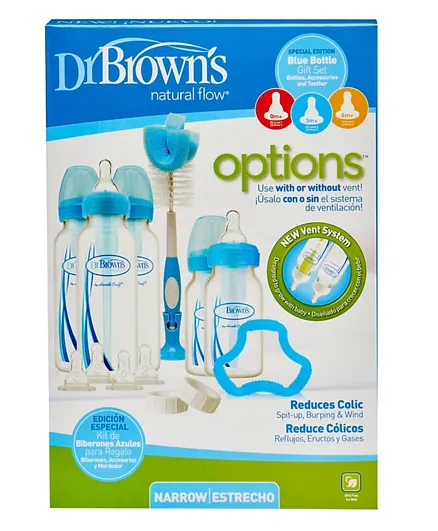 Dr. Brown's Narrow Neck Options Plus  Blue Bottle Gift Set - 16 Pieces