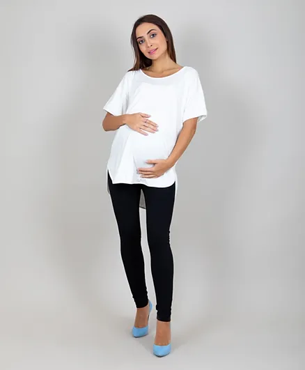 Oh9shop Relaxed Long Maternity T-shirt - White