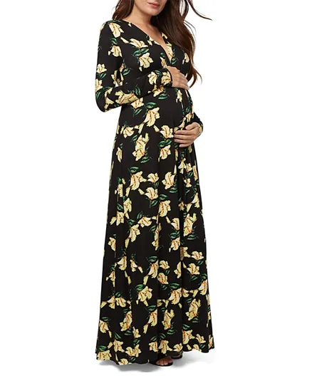 Mums & Bumps Rachel Pally Iris Long Sleeve Maternity Caftan Dress - Black