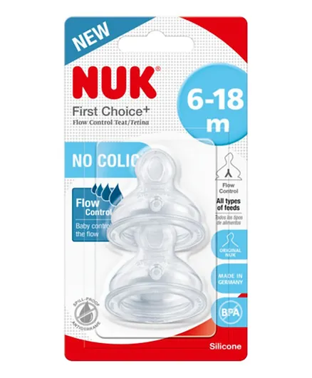NUK Pack of 2 First Choice+  Flow Control Teats
