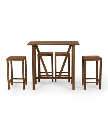 PAN Home Marcio Office Outdoor 1+4 Dining Set Solid Wood - Natural