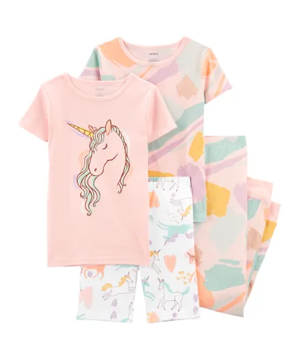 Carter's 4 Piece Unicorn Snug Fit Pajamas Set - Multicolor