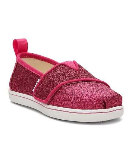 Toms Tiny Alpargata Glitter Shoes - Dark Pink